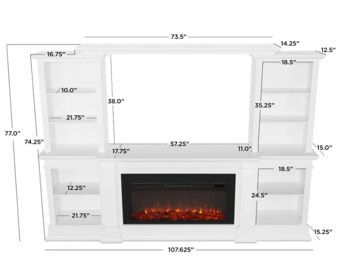 108" Monte Vista White TV Stand Electric Fireplace 5 108" Monte Vista White TV Stand Electric Fireplace - Image 3