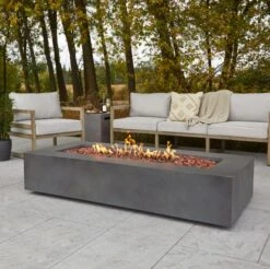 70" Aegean Weathered Slate Large Rectangle Fire Table W/ Conversion Kit