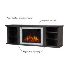 72" Kenai Slim Electric Fireplace TV Stand -Electric Radiators Direct s6