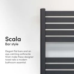 Ecostrad Scala Thermostatic Electric Towel Rail - Anthracite 600w (500 X 1200mm) -Electric Radiators Direct scala anthracite bar style 3