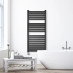 Ecostrad Scala Thermostatic Electric Towel Rail - Anthracite 600w (500 X 1200mm) -Electric Radiators Direct scala bluetooth anthracite 500x1200 lifestyle 1