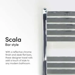 Ecostrad Scala Thermostatic Electric Towel Rail - Chrome 400w (500 X 800mm) -Electric Radiators Direct scala chrome bar style