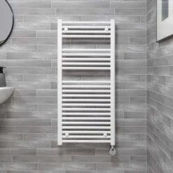 Ecostrad Fina-E Thermostatic Electric Towel Rail - White -Electric Radiators Direct w digital