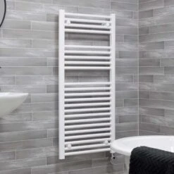 Ecostrad Fina-E Thermostatic Electric Towel Rail - White -Electric Radiators Direct w digital2