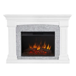 63" Deland Grand Real Flame White Electric Fireplace -Electric Radiators Direct wh4 01