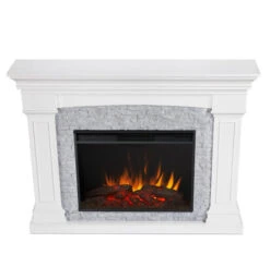 63" Deland Grand Real Flame White Electric Fireplace -Electric Radiators Direct wh7 01