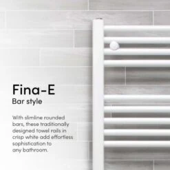 Ecostrad Fina-E Bluetooth Electric Towel Rail - White 300w (500 X 1100mm) -Electric Radiators Direct white 2 9