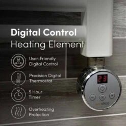 Ecostrad Fina-E Thermostatic Electric Towel Rail - White -Electric Radiators Direct white digital usp 1