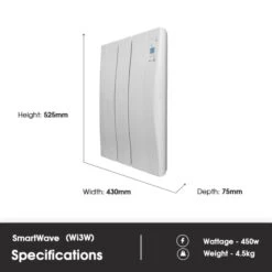 Haverland Wi3 SmartWave Self-Programming Electric Radiator - 450W -Electric Radiators Direct wiw3 dimensions