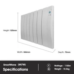 Haverland Wi7 SmartWave Self-Programming Electric Radiator - 1100W -Electric Radiators Direct wiw7 dimensions