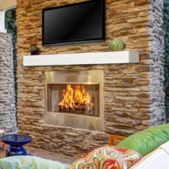 48" / 60" / 72" Zachary Mantel Shelf - Whitewash Finish -Electric Radiators Direct z9